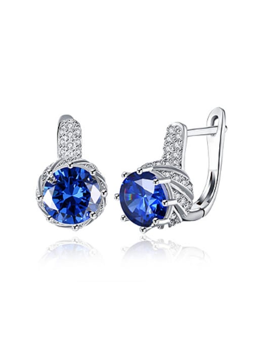 Platinum Blue Fashion Zircon Rhinestones Women Earrings