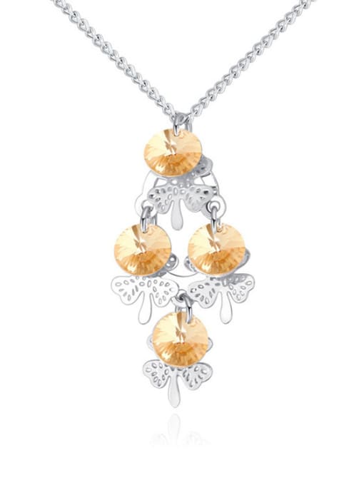 yellow Fashion Cubic austrian Crystals Flowers Pendant Alloy Necklace