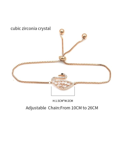 Mo Hai Copper With  Cubic Zirconia Simplistic Swan Adjustable Bracelets 4
