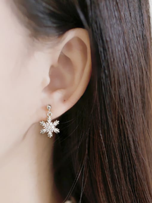 DAKA Fashion Cubic Zircon-studded Snowflake Silver Stud Earrings 1