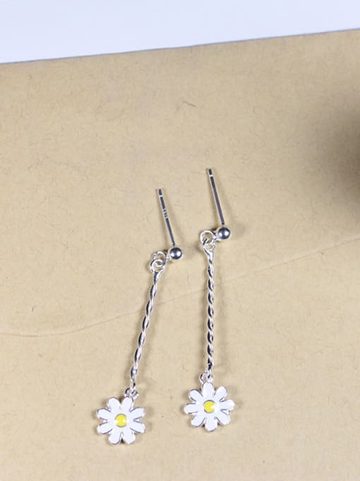 Peng Yuan Fashion Plumeria Flower Silver Earrings 2