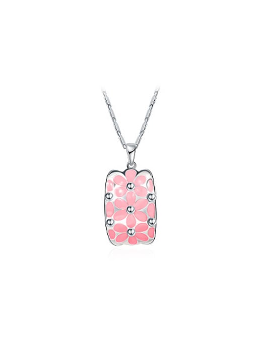 Ronaldo Women Pink Flower Shaped Enamel Alloy Pendant