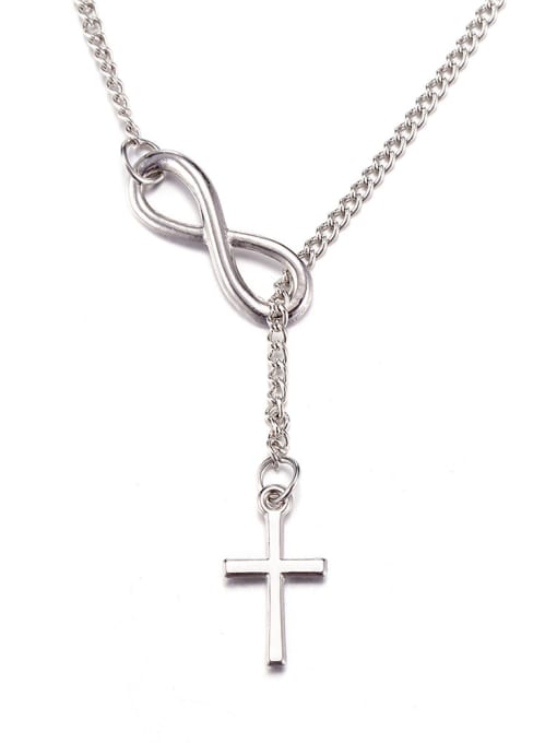 OUXI Simple Cross Silver Plated Necklace 0