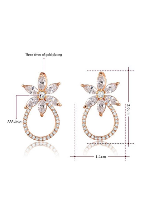 Ronaldo Trendy Rose Gold Plated Flower Shaped AAA Zircon Two Pieces Jewelry Set 2