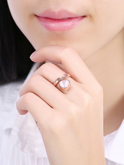 OUXI Exquisite Heart-shaped Rose Gold Ring 1