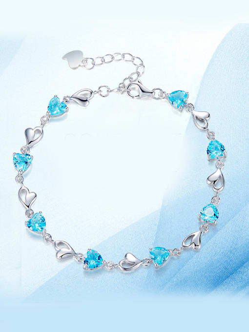 blue 925 Silver Heart-shapedBracelet