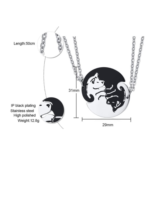 CONG Stainless Steel With  Cute Black And White Puppy Couple  Necklaces 1