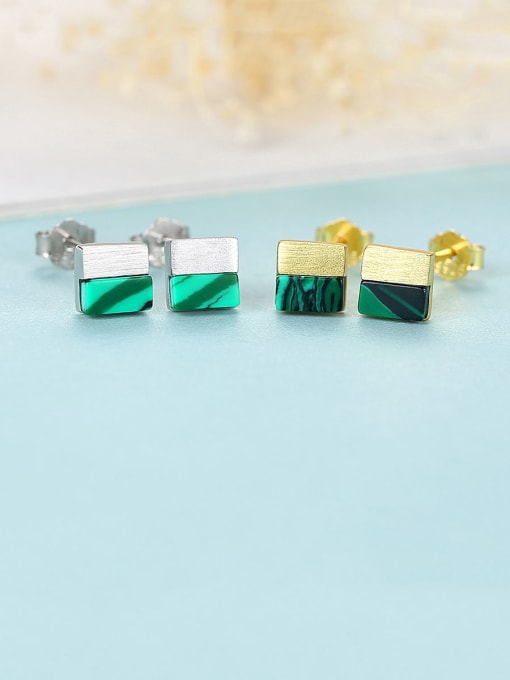 CCUI 925 Sterling Silver With Acrylic  Simplistic Square Stud Earrings 2