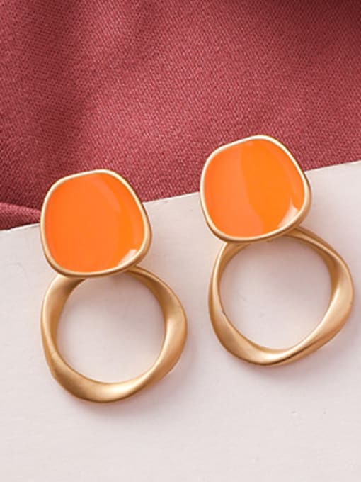 A Orange Alloy With Imitation Gold Plated Simplistic Geometric Stud Earrings