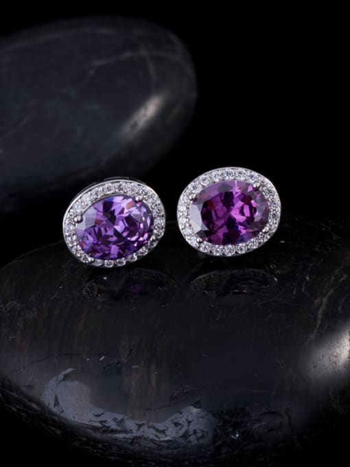 Purple Noble AAA Zircons Stud Cluster earring