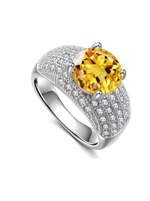 yellow Copper With Cubic Zirconia  Delicate Round Multistone Rings