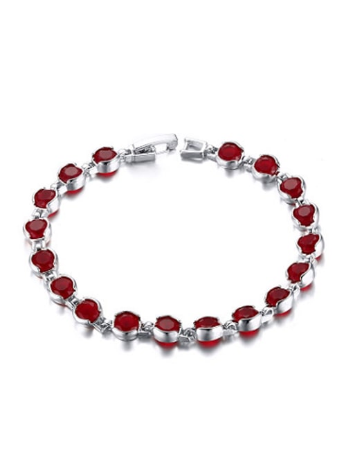 CONG All-match Red Round Shaped AAA Zircon Copper Bracelet 0
