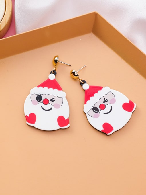 A Santa Claus Alloy With White Gold Plated Cute Acrylic chrismas Earrings