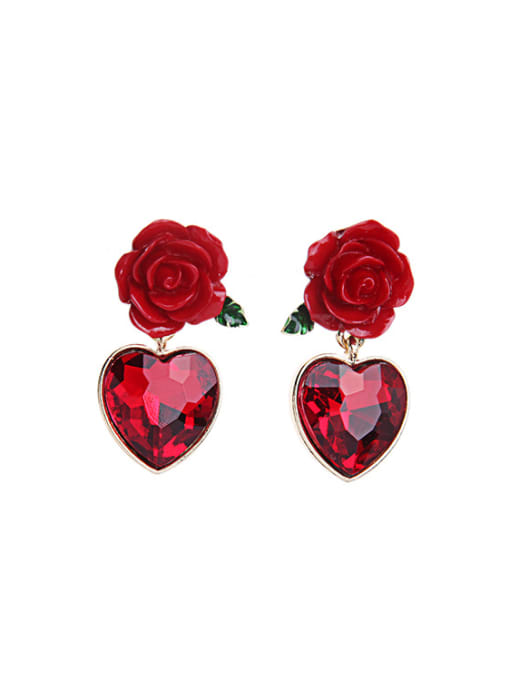 KM Flower Heart-shaped Alloy drop earring 0