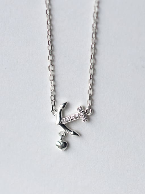 white Exquisite Arrow Shaped Rhinestone S925 Silver Necklace