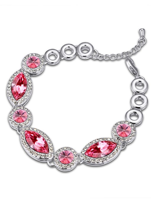 pink Fashion Shiny austrian Crystals Hollow Round Alloy Bracelet