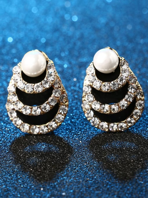 Gujin Fashion Artificial Peals Cubic Rhinestones Alloy Two Pieces Jewelry Set 3
