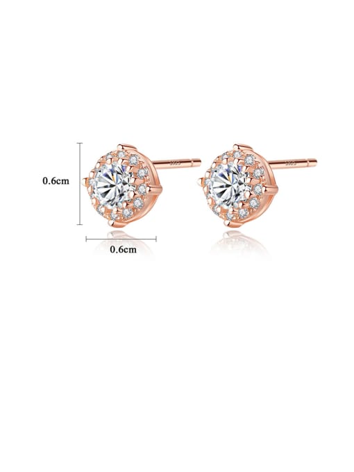 CCUI 925 Sterling Silver With Rose Gold Plated Simplistic Geometric Stud Earrings 2