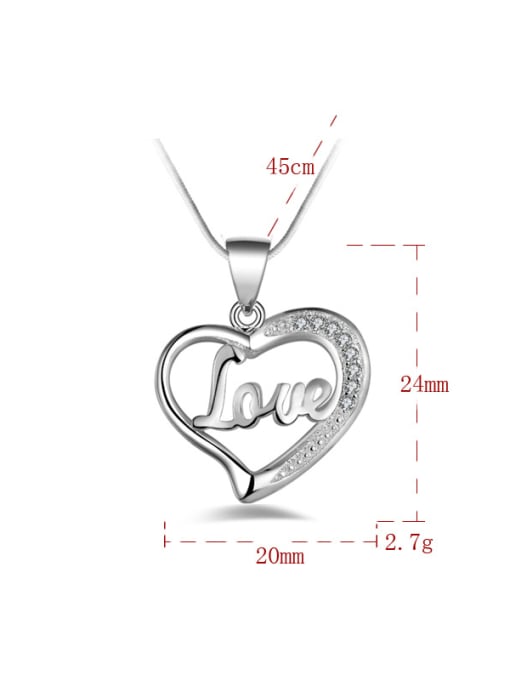 Ya Heng Fashion Heart LOVE Pendant Copper Necklace 3