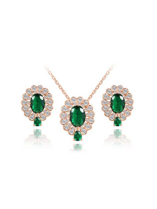 Ronaldo High-quality Peacock Shaped AAA Zircon Two Pieces Jewelry Set 0