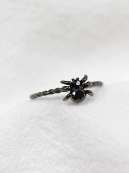 DAKA Personalized Black Spider Cubic Zircon Silver Opening Ring 2