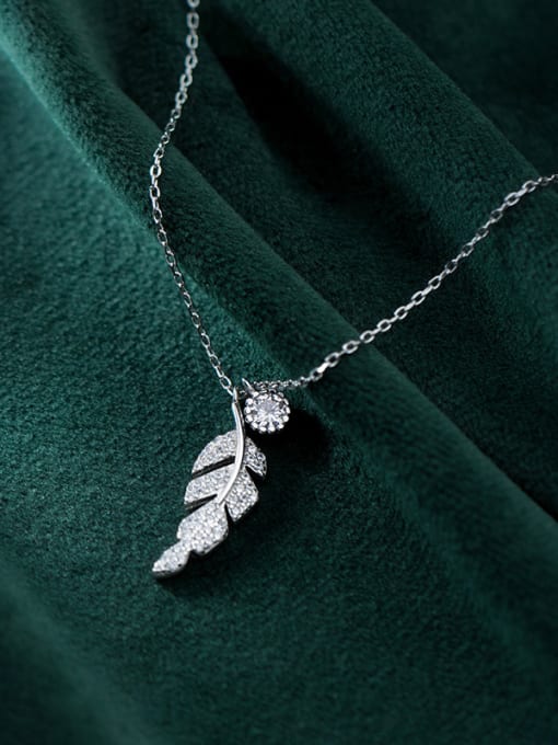 Rosh 925 Sterling Silver With Platinum Plated Personality Leaf Necklaces 3