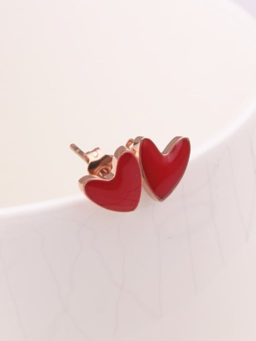 GROSE Red Enamel Heart Shaped Stud Earrings 2