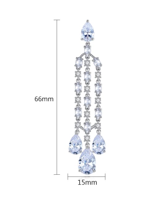 BLING SU Copper With Platinum Plated Delicate Water Drop Chandelier Earrings 3