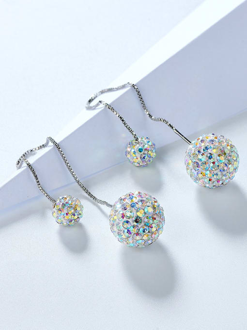 Ronaldo Fashion Ball Shaped Rhinestones Line Earrings 2