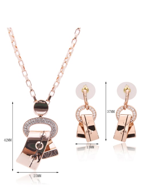 BESTIE 2018 Alloy Rose Gold Plated Fashion Rhinestones Two Pieces Jewelry Set 3