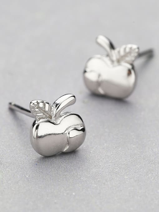 One Silver Natural Style Apple Shaped Earrings 2