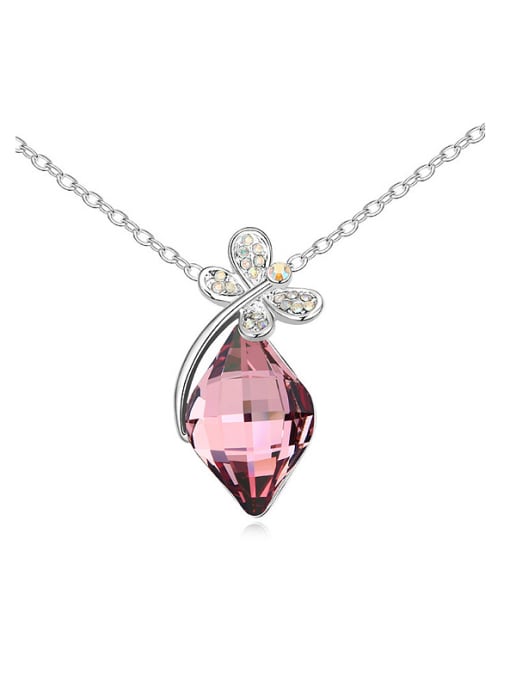QIANZI Exquisite Rhombus austrian Crystal Shiny Dragonfly Alloy Necklace 0