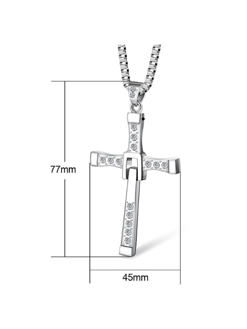 RANSSI Titanium Rhinestones Cross Necklace 2