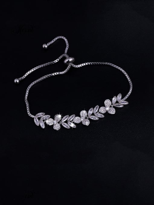 Mo Hai Copper With Platinum Plated Delicate Flower  Leaf Adjustable Bracelets 2