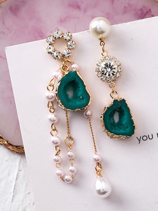 B Green Alloy With Rose Gold Plated Hip Hop Irregular Drop Earrings