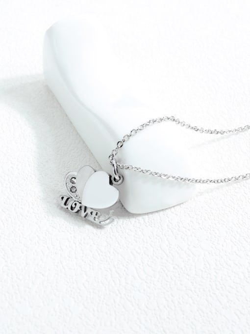 Open Sky Titanium With Cubic Zirconia Personality Heart Letter Necklaces 2