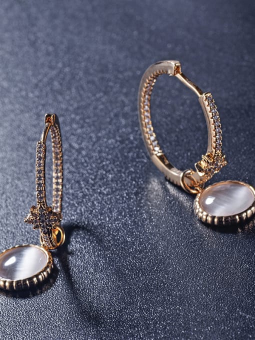Rose Gold Tide circle Micro-inlay Zircon  earrings