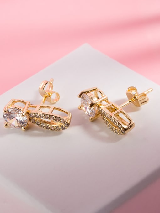 Golden Exquisite Symbol Shaped Rhinestones Stud Earrings