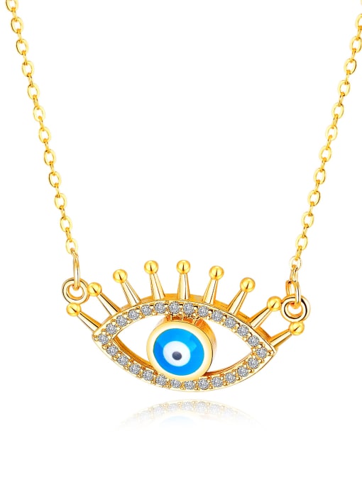 456-gold Copper With 18k Gold Plated Personality Evil Eye Necklaces