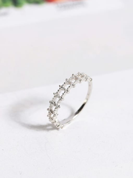 Peng Yuan Fashion Double Row Zircon Silver Ring 2