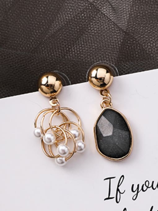 B Black Alloy With Champagne Gold Plated Fashion Geometric Drop Earrings