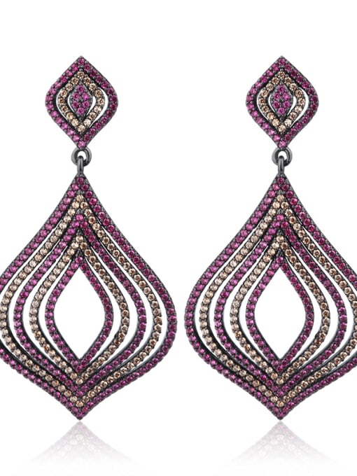 Black Copper With Cubic Zirconia Luxury Geometric Cluster Earrings