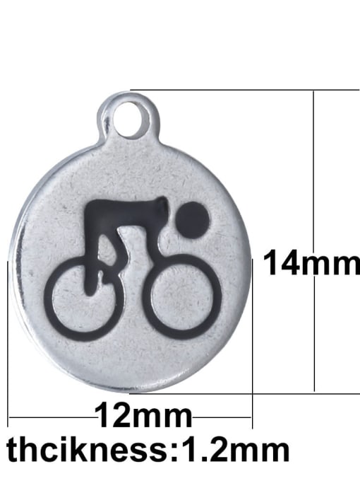 FTime Stainless Steel With Sports Round with ride a bike Charms 2