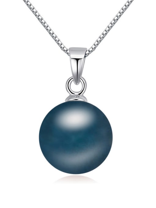 royal blue Simple Imitation Pearl Pendant Alloy Necklace