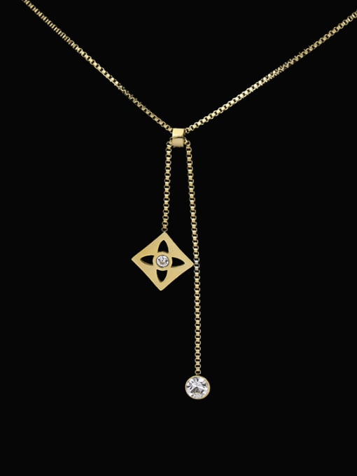 My Model Tassel Long Pendant Titanium Diamond Shaped Necklace
