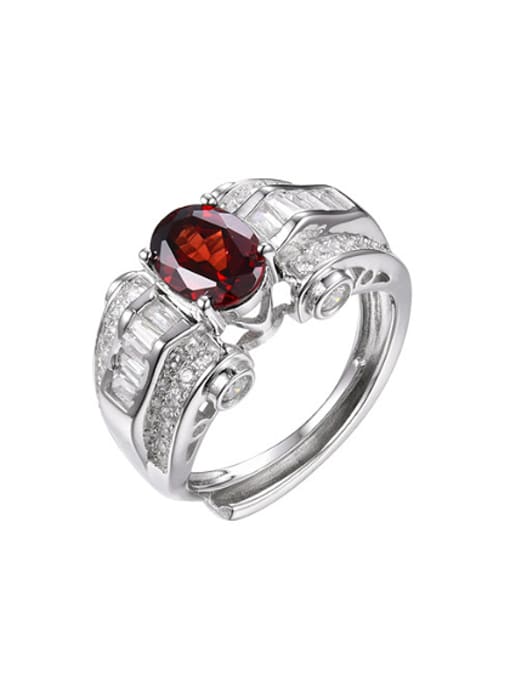 Deli Exaggerated Platinum Plated  Ruby Gemstone Ring 0