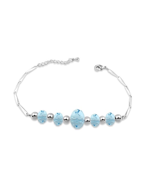 light blue Simple austrian Crystal Beads Alloy Bracelet