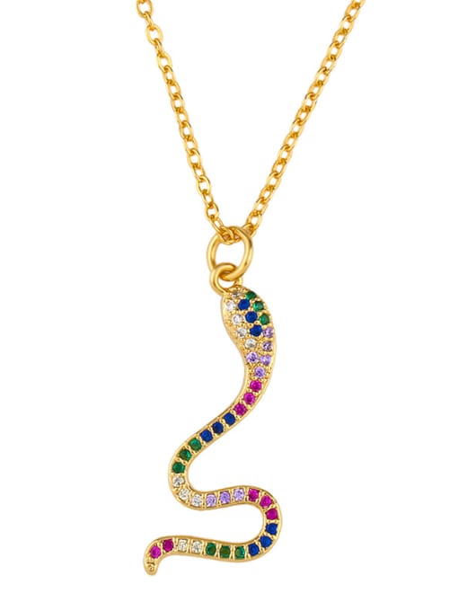 Color snake Copper With  Cubic Zirconia Personality Animal snake Necklaces