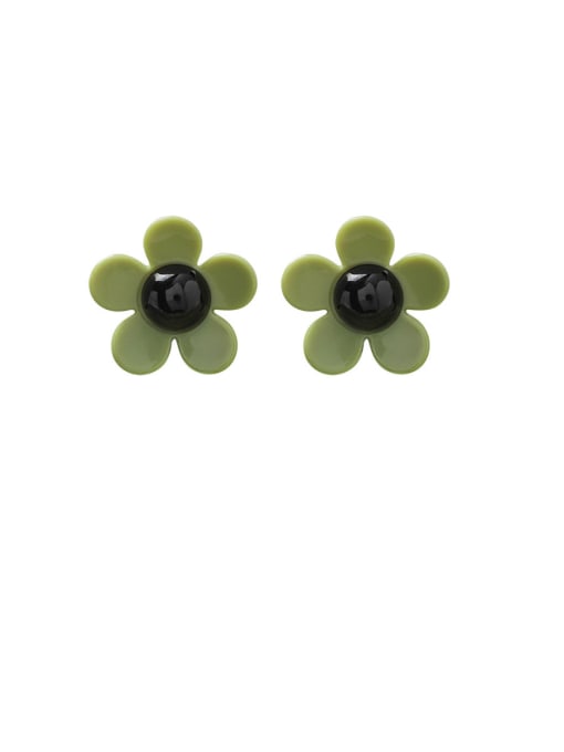 C Flower Alloy With Platinum Plated Simplistic Square Drop Earrings