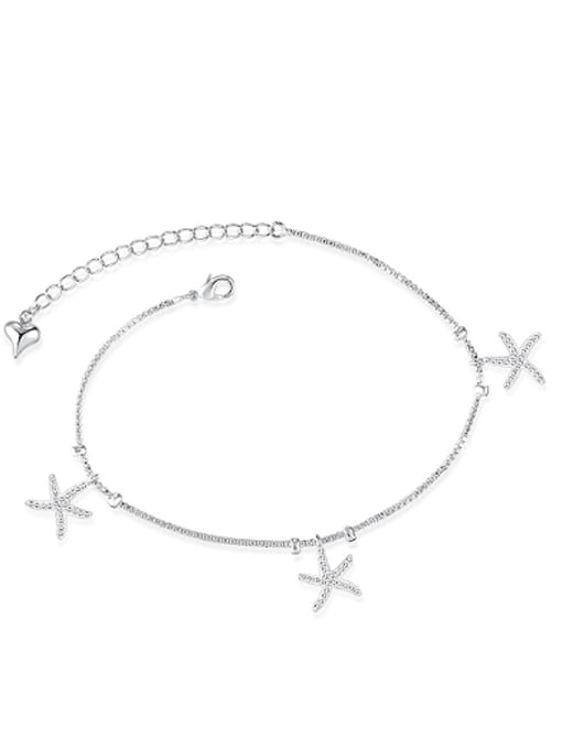 Platinum Simple Tiny Starfish Rhinestones Women Anklet